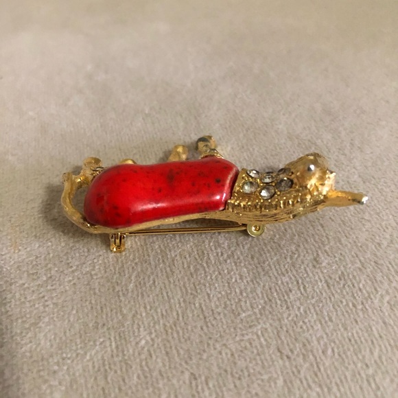 Vintage Gold Tone Green Jewel Eyed Donkey Pin - Picture 4 of 7